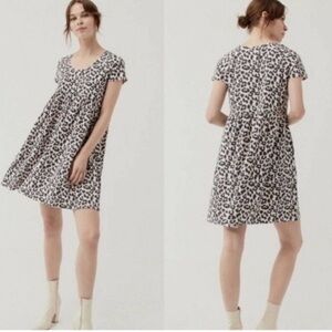 Pact Babydoll Dress Womens Small Organic Cotton Animal Print Soft Sustainable